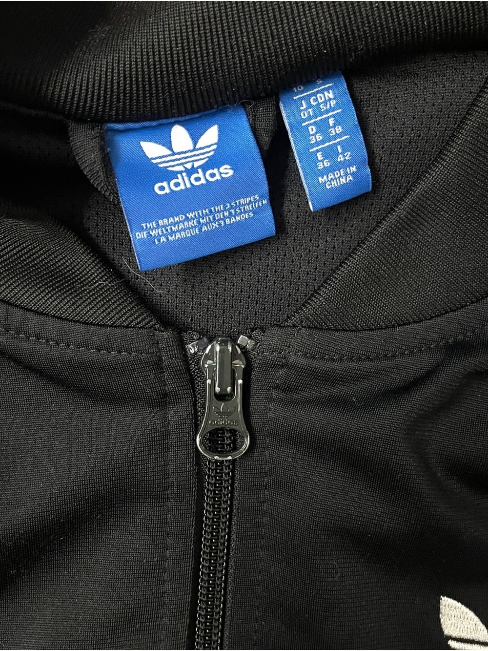 adidas Black Track Jacket with White Three-Stripes - Picture 2 of 6